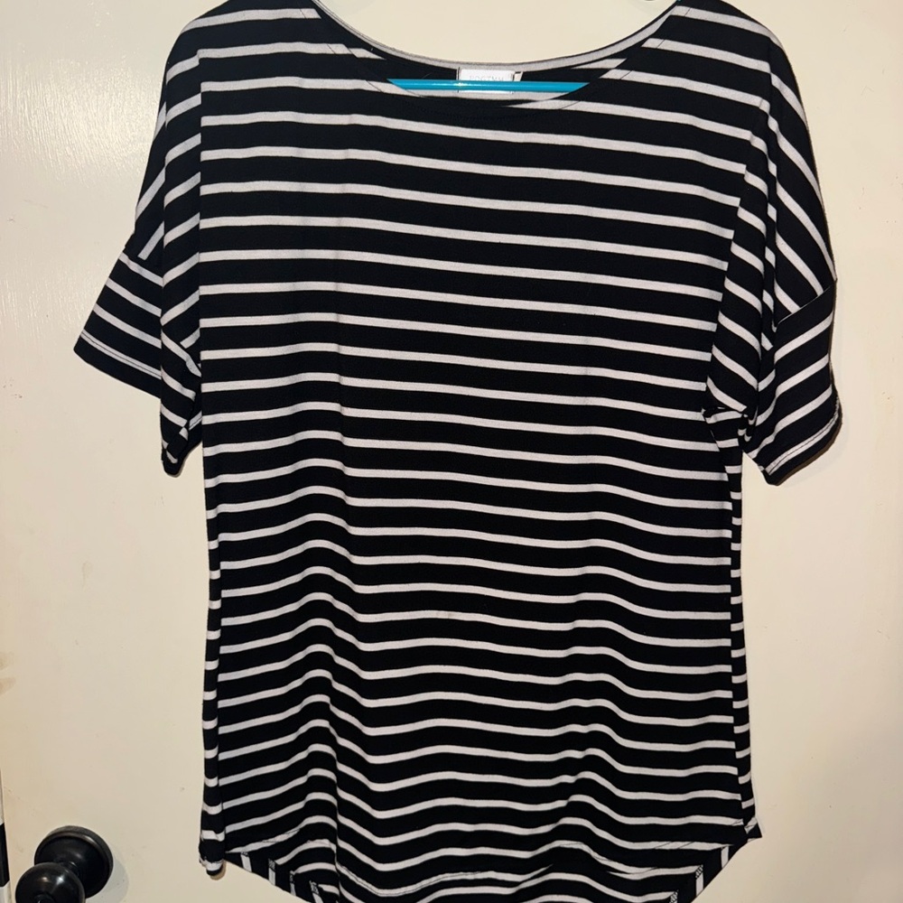 Relaxed Black and White Striped Short Sleeve T-Shirt